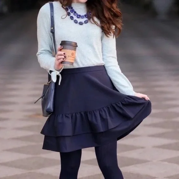 Crew Skirts J Crew Wool Flannel Ruffle Mini Skirt G719